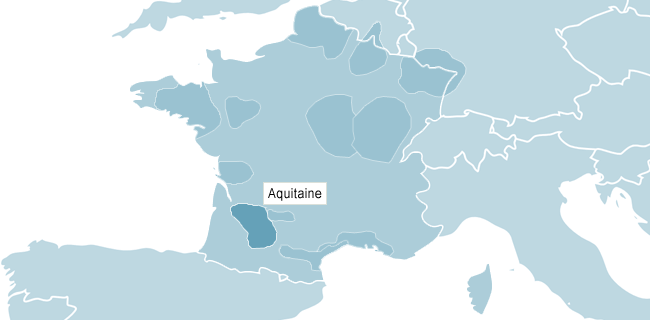 Kart over Aquitaine