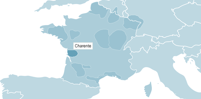Kart over Charente