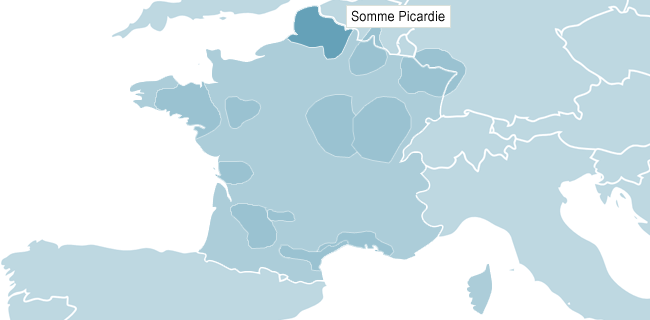 Kart over Somme Picardie